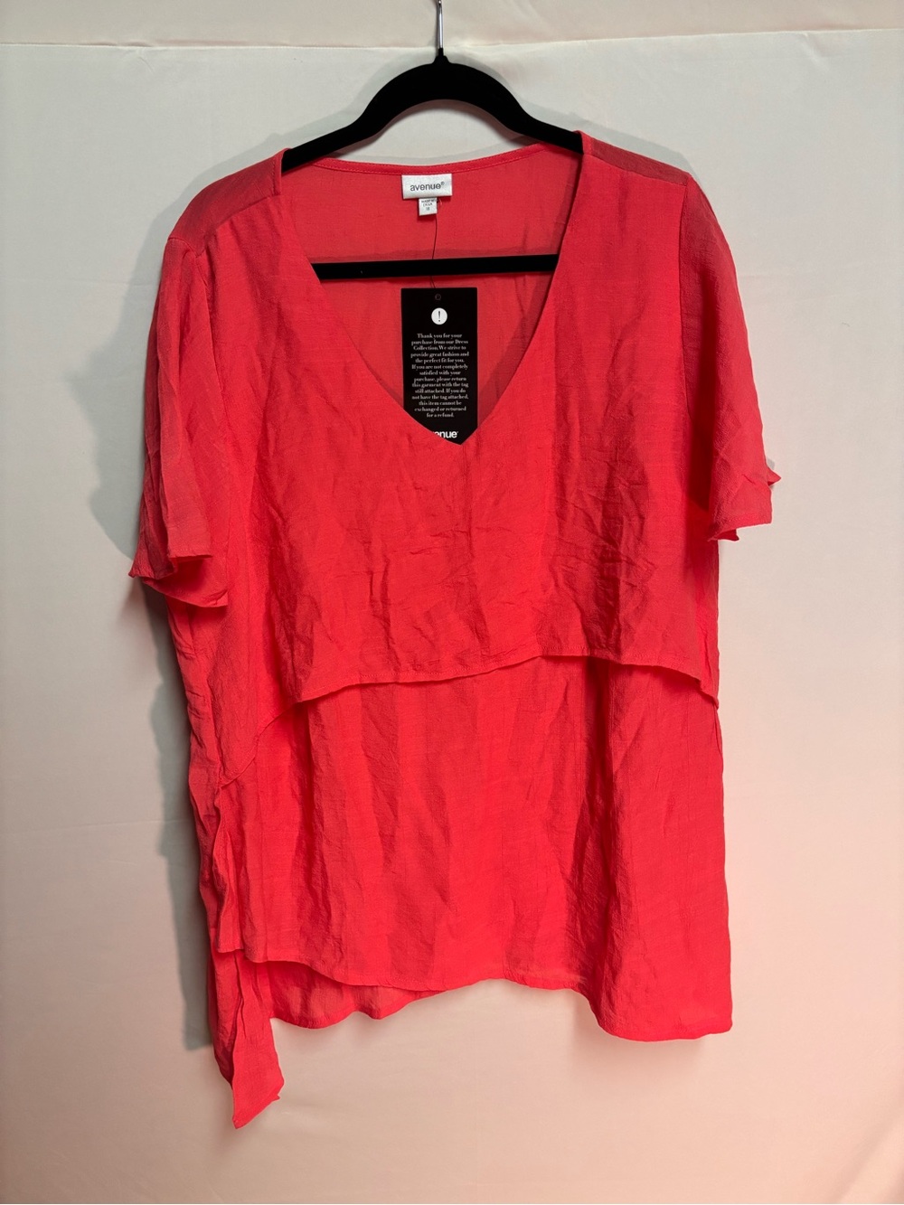 The Avenue Coral Layered V-Neck Women's Top